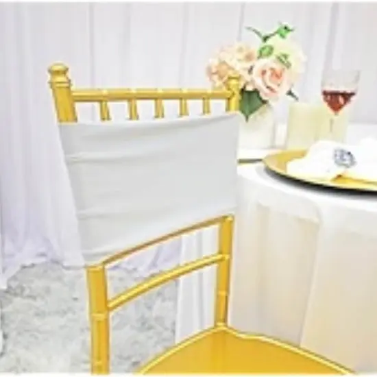10 Pieces White Embossed Spandex Chair Bands 7.5"x13" Durable Banquet Decor {2}