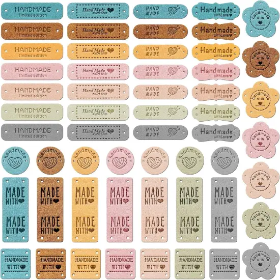 56 pcs Handmade Leather Labels for Crochet {1}