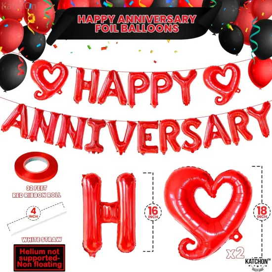 18 Inch Happy Anniversary Balloons Letters - Big Red Banner {4}