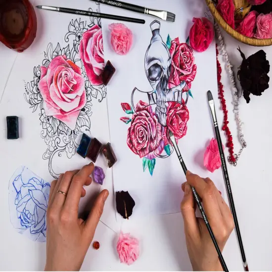 Artist Paint Brush Set of 14 - Paint Brushes for Acrylic Painting, Canvas, Watercolor or Fabric - Painting Art Supplies for Beginners and Experts - Great for Water, Oil or Acrylic Painting {3}