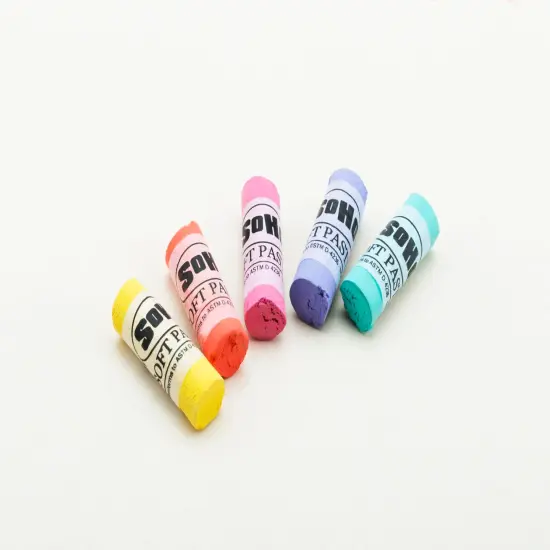 SoHo Urban Artist Soft Pastels Set of 48 Unique, Vibrant Colors - Half Stick 1.3" Long, Soft Pastels for Artists, Velvety Texture, Lightfast, Perfect for Layering & Blending {6}