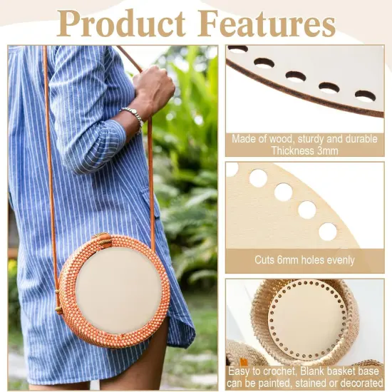 2 Pcs Wooden Basket Bottom Crochet Basket {2}