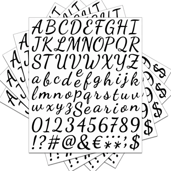 10 Sheets 840 Pcs Black Vinyl Self Adhesive Letter Stickers {1}