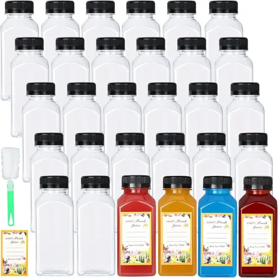 30 Pack 8oz Empty Plastic Bottles with Leak-Proof Caps {1}