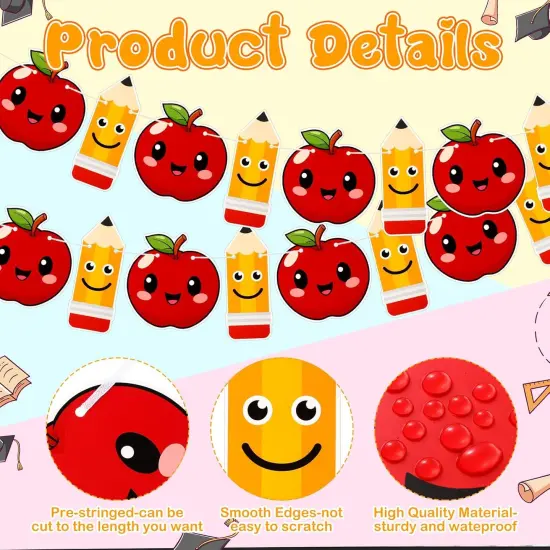 5 Pieces Apple Banner for Back to School Decorations Pencil {3}