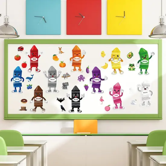 36 Pcs Color Bulletin Board Decorations for Classroom,Color Crayon Posters {5}