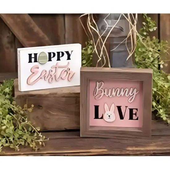 Wood Freestanding Easter Block with Distressed Finish and Egg Accent {2}