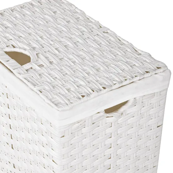 Seville Classics Handwoven Lidded Laundry Hamper White {2}