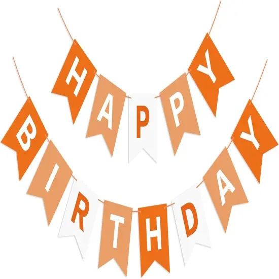 Orange Happy Birthday Banner {1}