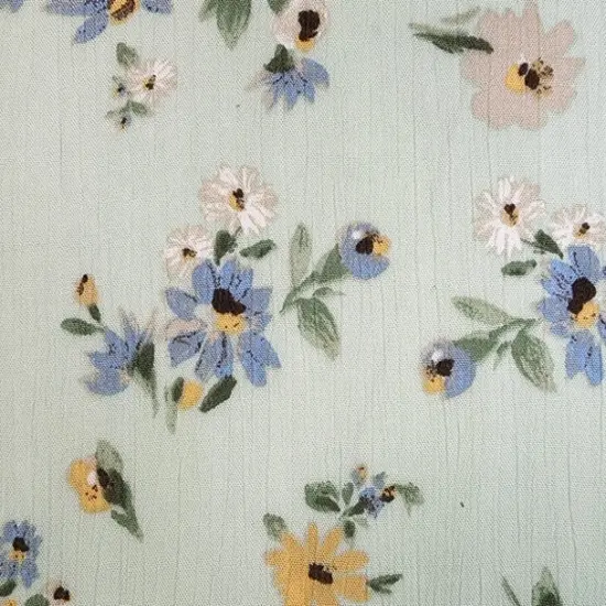 1 Yard Butterfly Green Rayon Crinkle Fabric Lightweight 50/52 Inch Width {2}