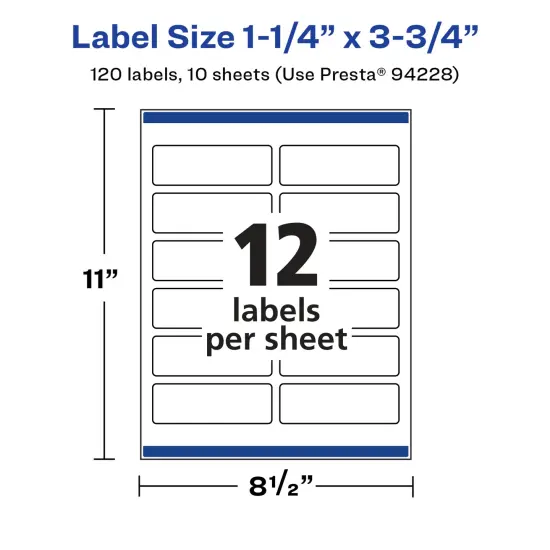 Avery Glossy White Rectangle Labels with Sure Feed, 1.25" x 3.75" {5}