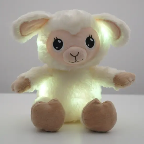 Happy Nappers: Lullabrites Lamb - Musical Light Up Bedtime Plush - Cream & Tan - Plays 3 Lullabies, Soft Animal, Day & Night Soothing Toy, Kids {3}