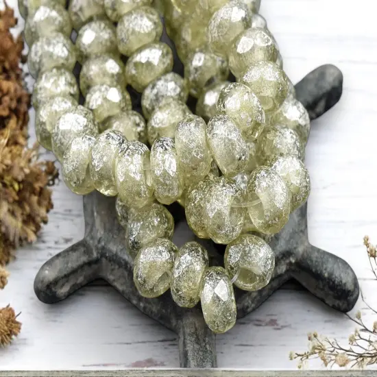 *25* 5x8mm Smoky Gray Mercury Faceted Large Hole Rondelle Roller Beads {3}