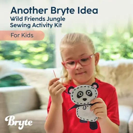 Bryte Jungle Animals Sewing Kit for Kids: A Fun DIY Arts & Crafts Experience with 5 Pre-Cut Felt Animals, Needles, Thread, Instructions & More - For Kids Age 7+ - Great Gift For Birthdays and Holidays Multicolor {2}