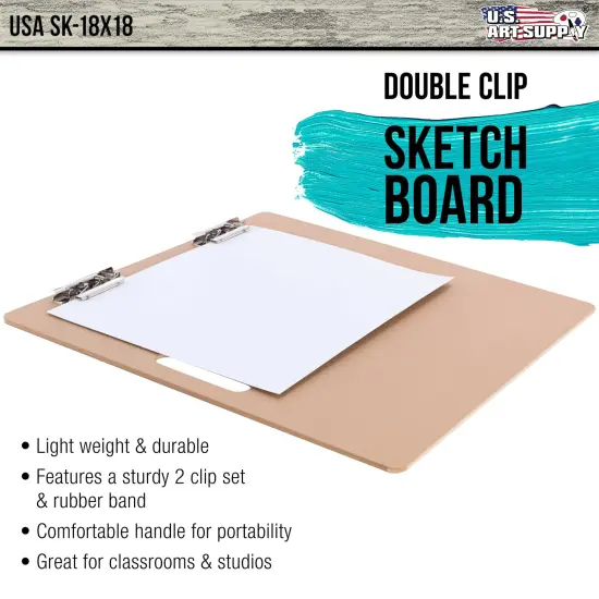 18" x 18" Artist Sketch Tote Board - Lightweight Hardboard Drawing Board with Handle, Clip & Rubber Band for Art, Sketching, Travel, Studio {2}