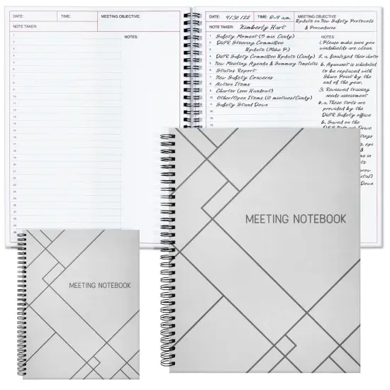 2 Pack Meeting Notebooks for Work, Spiral-Bound Daily Planner for Project Management, Office, Business, Note Taking, Organizer (160 Pages, 8.5 x 11 In) White {2}