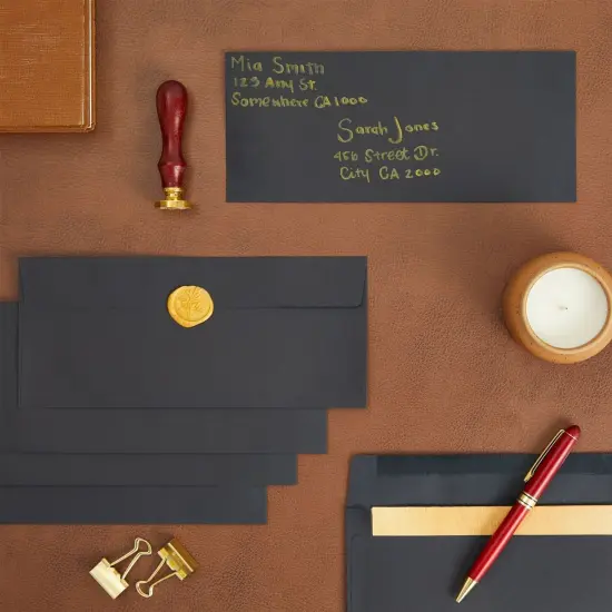 100 Pack #10 Black Envelopes with Square Flap for Mailing Letters, Invitations (9.5 x 4.13 x 0.01 inches) {5}