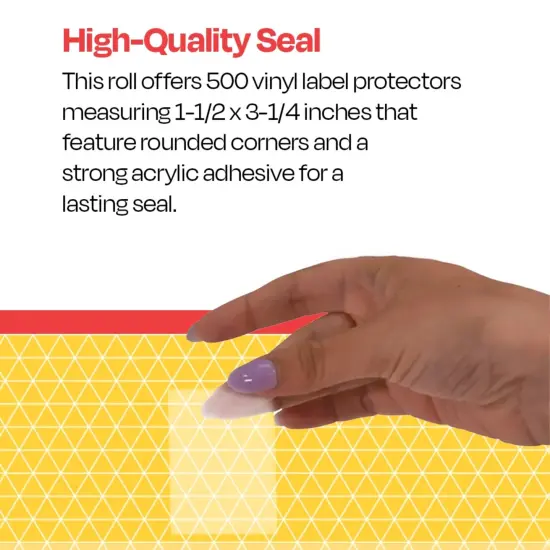 School Smart Vinyl Label Protectors, Round Corner Rectangle, 1-1/2 x 3-1/4 Inches, Clear, Pack of 500 {6}