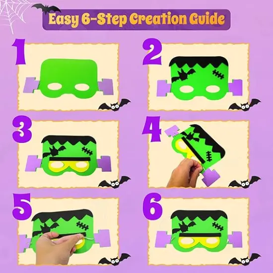 4E&rsquo;s Novelty 12 Halloween DIY Masks for Kids &ndash; Self Adhesive Foam Craft Kit with 4 Designs, No Glue Needed, Mess-Free Halloween Crafts for Kids Ages 3-5, 4-8, Party Favors & Classroom Activities {5}