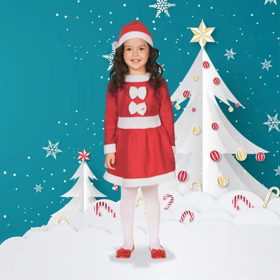Northlight 24" Red and White Girls Santa Costume With a Dress and Hat : 4-6 years {1}