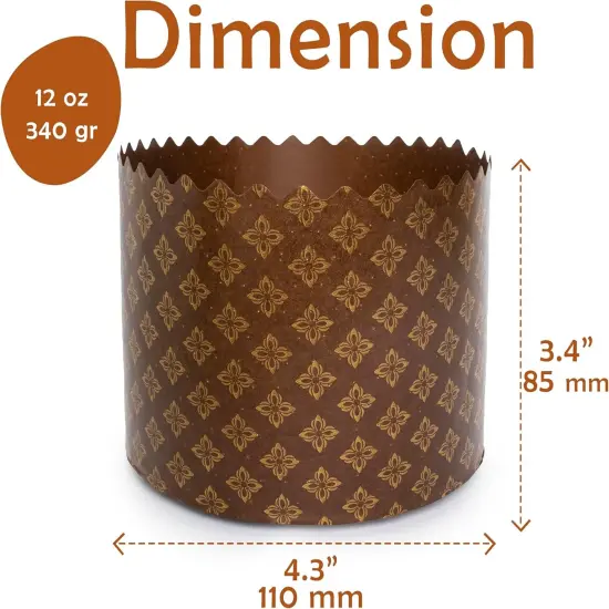 12oz Kulich Mold Paska Easter Bread Forms |12 pcs| Bread Paper Mold - Brown Non Stick Panettone Paper Baking Molds Universal {2}