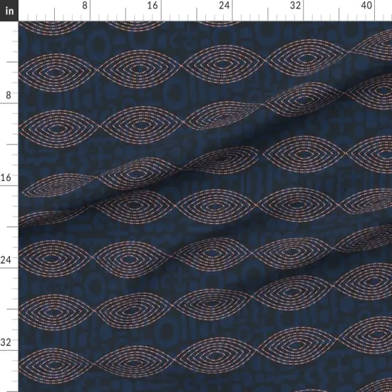 Various Fabrics by the Yard or Fat Quarter African Mystic All Seeing Eye Blue Black Lines Geometric Dots Custom Printed Fabric by Spoonflower {1}