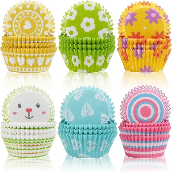 600PCS Easter Cupcake Liners for Baking Mini Easter Baking Cups Easter Holiday Cupcake Wrappers for Easter Birthday Party Decorations Candy Make Baking Supplies {1}