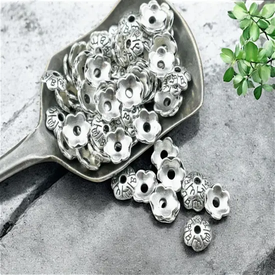 *250* 6mm Antique Silver Bead Caps {3}