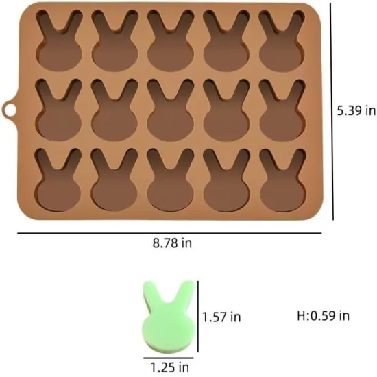 Easter Bunny Molds 2pcs Silicone Chocolate Mold Rabbit Shape Easter Candy Mold 15 Cavity for Resin Soap Ice Cube Gummy Cupcake Decoration {2}
