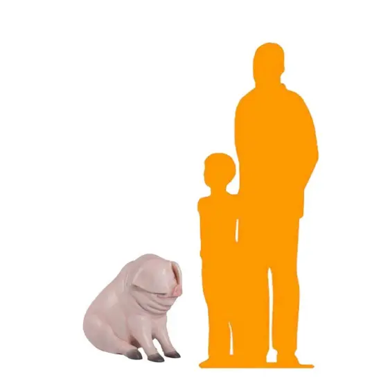 Comic Pig Sitting Life Size Statue {2}