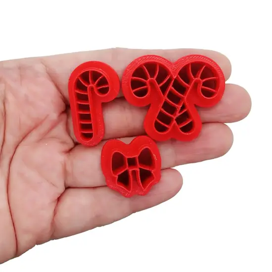 Candy Cane Clay Cutters with Bow, 3 pcs, Cute Christmas Shapes, Adorabilities {2}