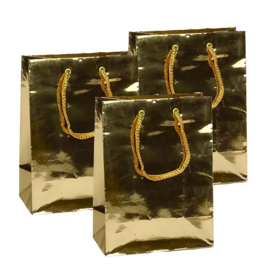 Chic Metallic Paper Euro Totes Perfect Size 16'' x 6'' x 12'' Gold {6}