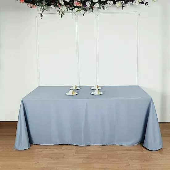 90x156-Inch DUSTY BLUE RECTANGULAR Polyester Tablecloths Catering Wedding {3}