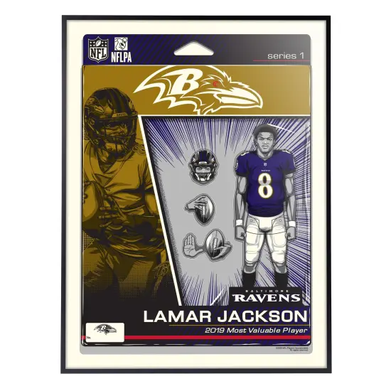 Phenom Gallery Baltimore Ravens Lamar Jackson Action Figure 18" x 24" Deluxe Framed Serigraph {1}