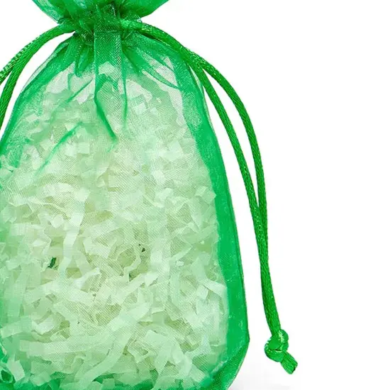 Flat Bottom Organza Bags 3 1/2 '' X 1 '' X 5 1/2 '' for Small Gift Bags Emerald {5}