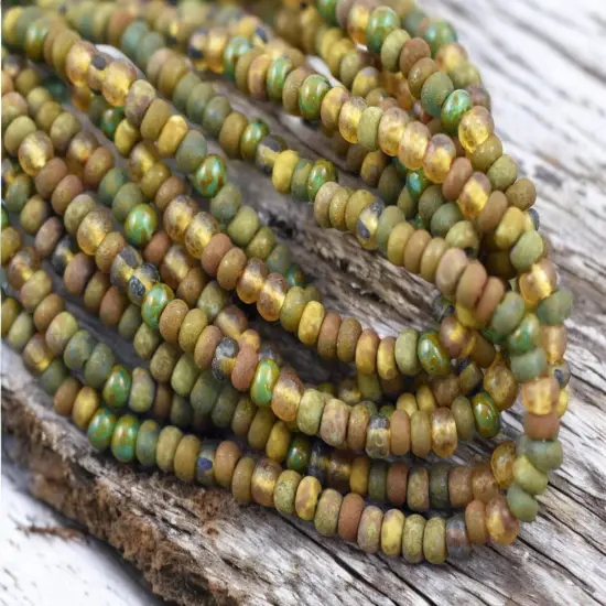 5/0 Aged Rustic Thin Ice Picasso Mix Seed Beads (20" Strand) {1}