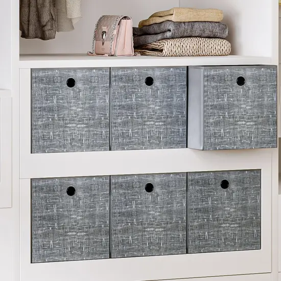 6 Pieces Storage Cubes, 11.8-Inch Foldable Cube Storage Bin with Handles,Cube Storage Baskets for Organizing, Closet Organizers for Shelves, Bookcase, Grey SC07030W {1}