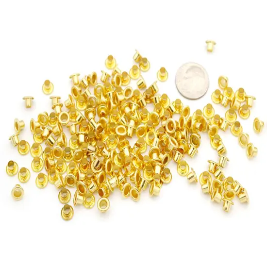 200 Pieces 1/8 Inch ID Grommets Eyelets 3MM Hole Self Backing Eyelet for Bead Cores, Clothes, Leather, Canvas (Gold) {2}