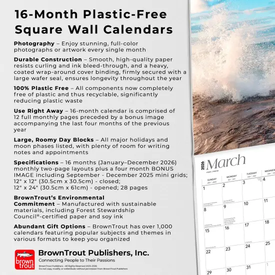 Michigan Wild & Scenic | 2026 12 x 24 Inch (Hanging) Monthly Square Wall Calendar | Plastic-Free {6}