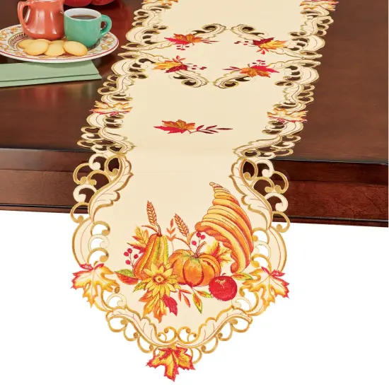 Collections Etc Dainty Cornucopia Harvest Table Linens {2}