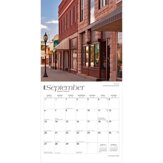 Cornhusker State | Nebraska Places | 2026 12 x 24 Inch (Hanging) Monthly Square Wall Calendar | Plastic-Free {4}