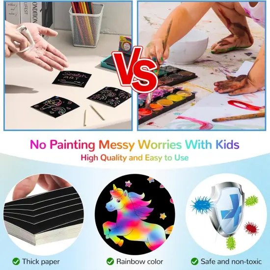 200 PCS Rainbow Scratch Art Mini Notes {3}