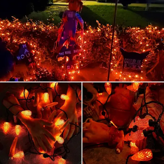 16ft 25 LED C9 Orange Halloween Lights {4}