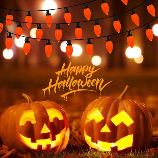 25Ft LED Orange Halloween Lights - Orange {4}