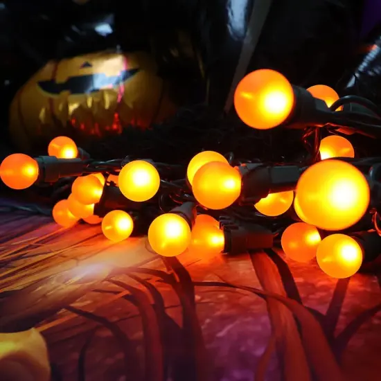 13.5ft Orange Halloween Lights G15 Glass Frosted Globe Lights {5}