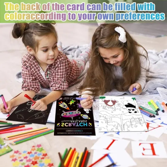 3 Set Magic Scratch Paper Art, Colorful Magic Drawing Art Book with 3 Scratch Pen {4}