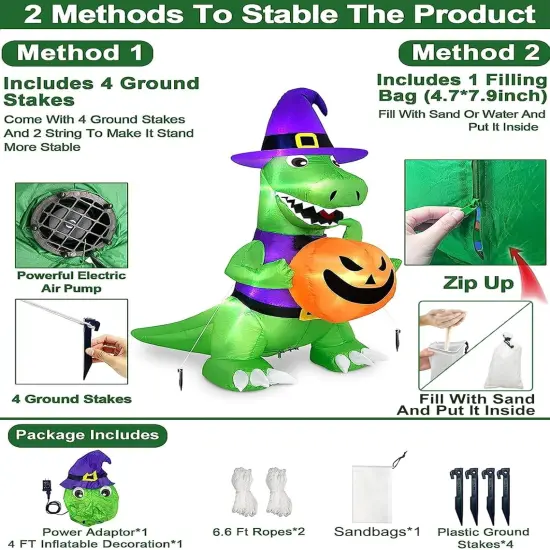 4 Ft Halloween Inflatables Outdoor Decorations,LEDs Lights Holiday Decor for Indoor {2}