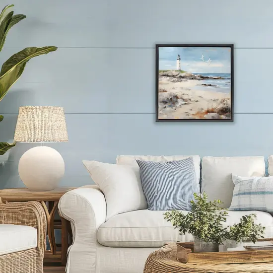 Stupell Industries Lighthouse On Rocky Shore Floating Frame, design by LSR Creative Studio {2}