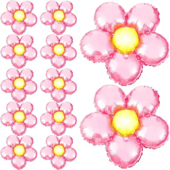12 Pcs Light Pink Flower Balloon Huge Aluminum Foil(pink) {1}