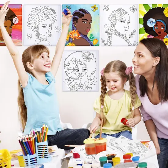 12 Pcs Pre Drawn Canvas - 4 x 4 Inch (African Queen Style) {4}